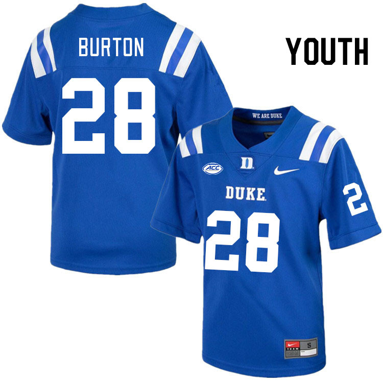 Youth #28 Clayton Burton Duke Blue Devils College Football Jerseys Stitched Sale-Royal